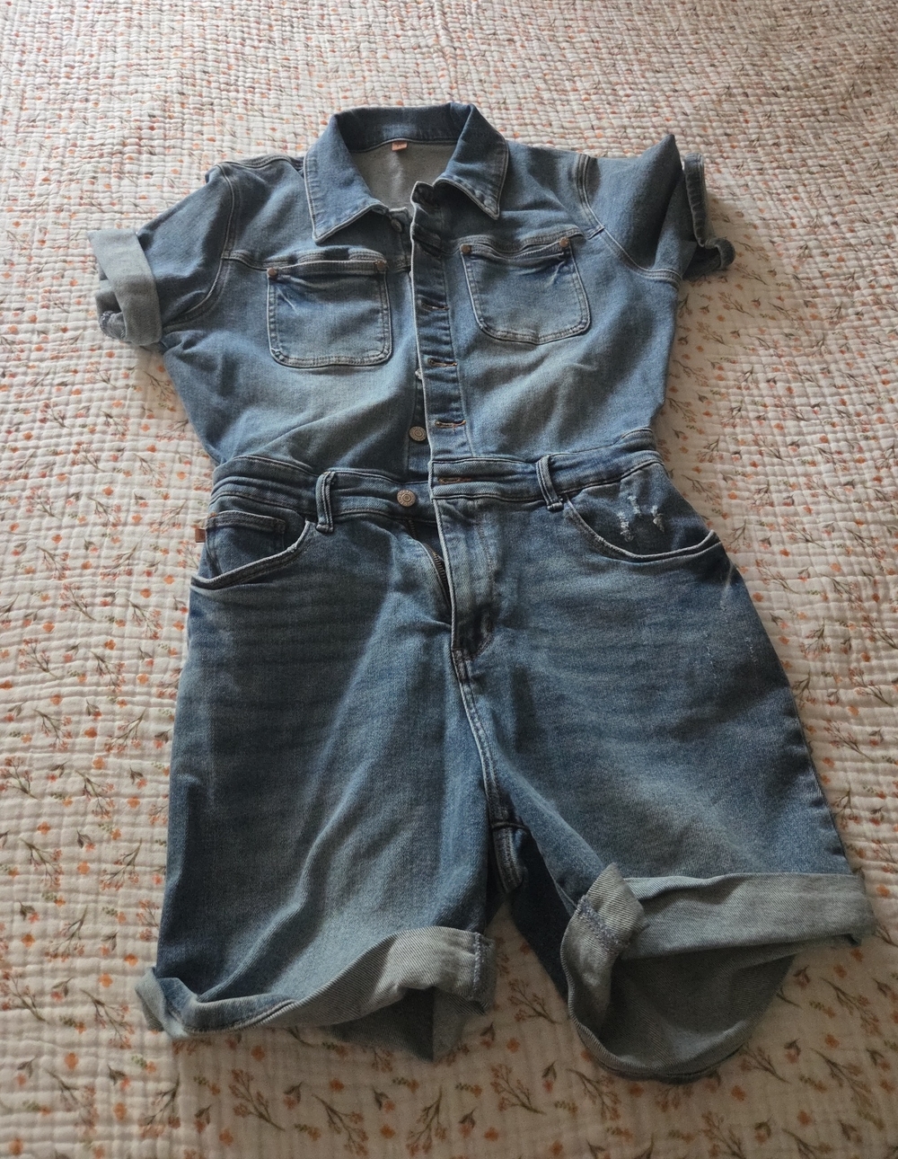Judy Blue Medium Wash Denim Short Jumpsuit